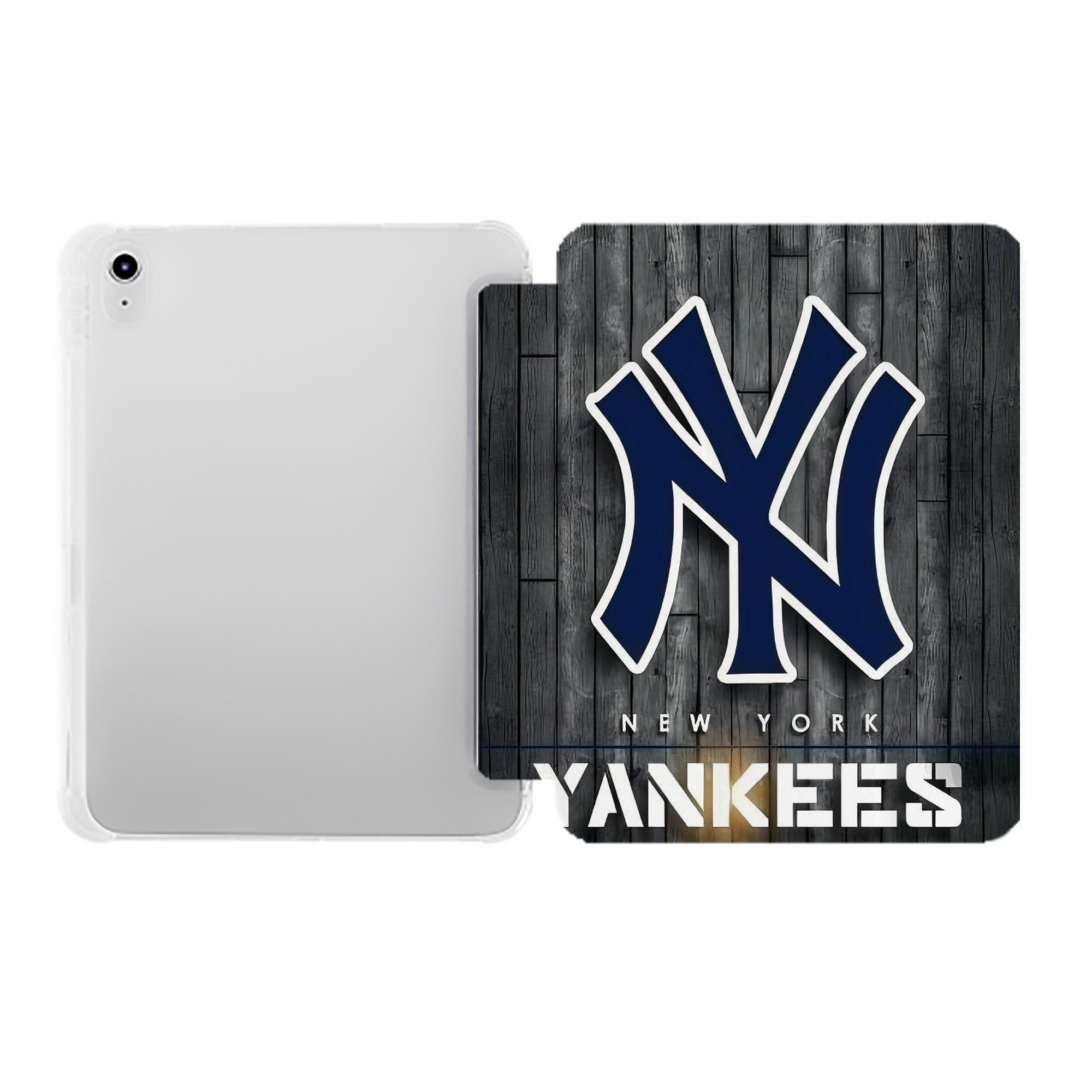 New York Yankees 127 Premium Tri-Fold PU Leather & Silicone IPad Case With Pencil Slot – Fits 9.5,10.5,10.9 – Adjustable Stand, Slim, Protective